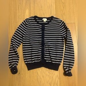 Kate Spade Girls Navy White Striped Cardigan Sweater